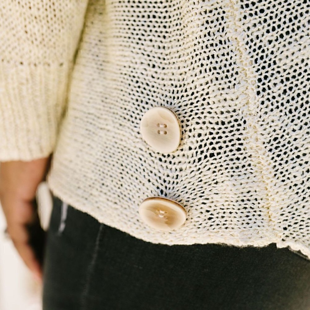 Ces Femme Cream Sheer Sweater w/ Sequin Details - Picture 4 of 6